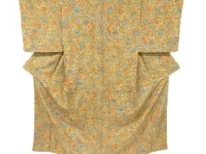 絵皿に葡萄・花更紗模様小紋着物